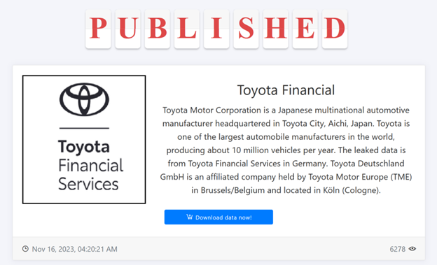 Toyota Cyberattack: Medusa Ransomware Strikes Toyota, Customer Data Compromised