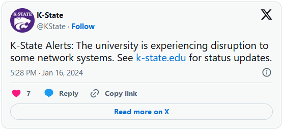 Kansas State University Cyberattack Resulted in Online Systems Taken Down 
