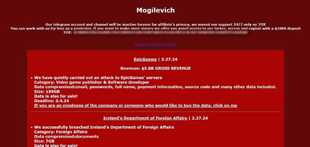Fortnite game Developer Epic Games Breached by Mogilevich Ransomware