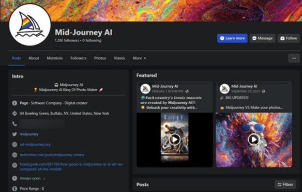 Fake Facebook Midjourney AI Pages Campaign