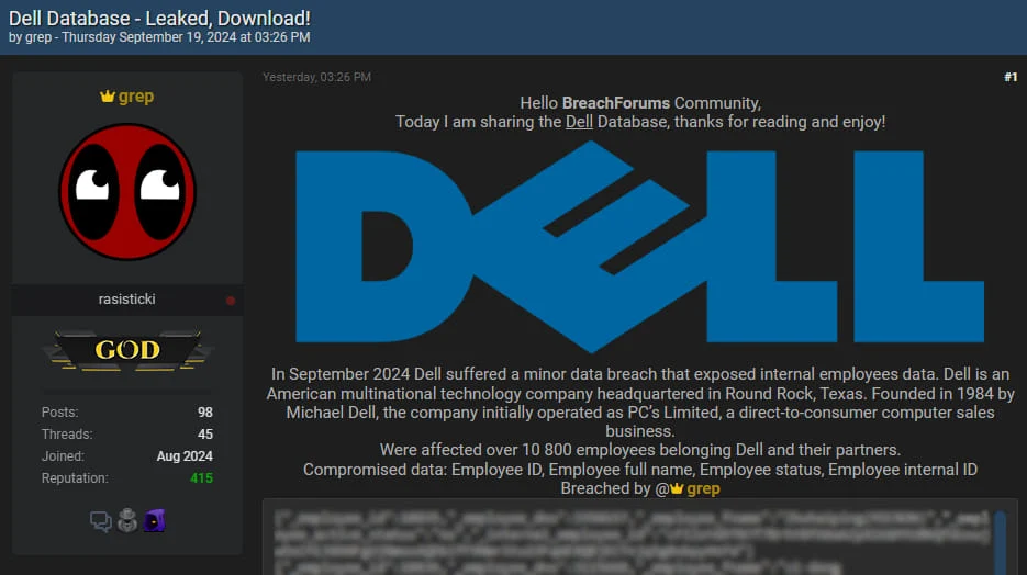 Dell Data Breach: Hacker Leaks Employee Information as Dell Investigates Data Breach