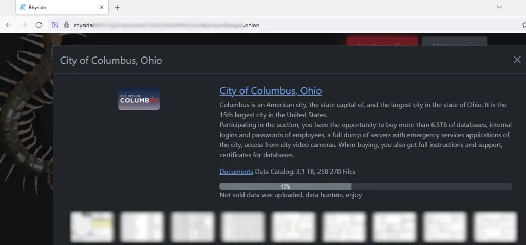 Rhysida Ransomware Data Breach Columbus City