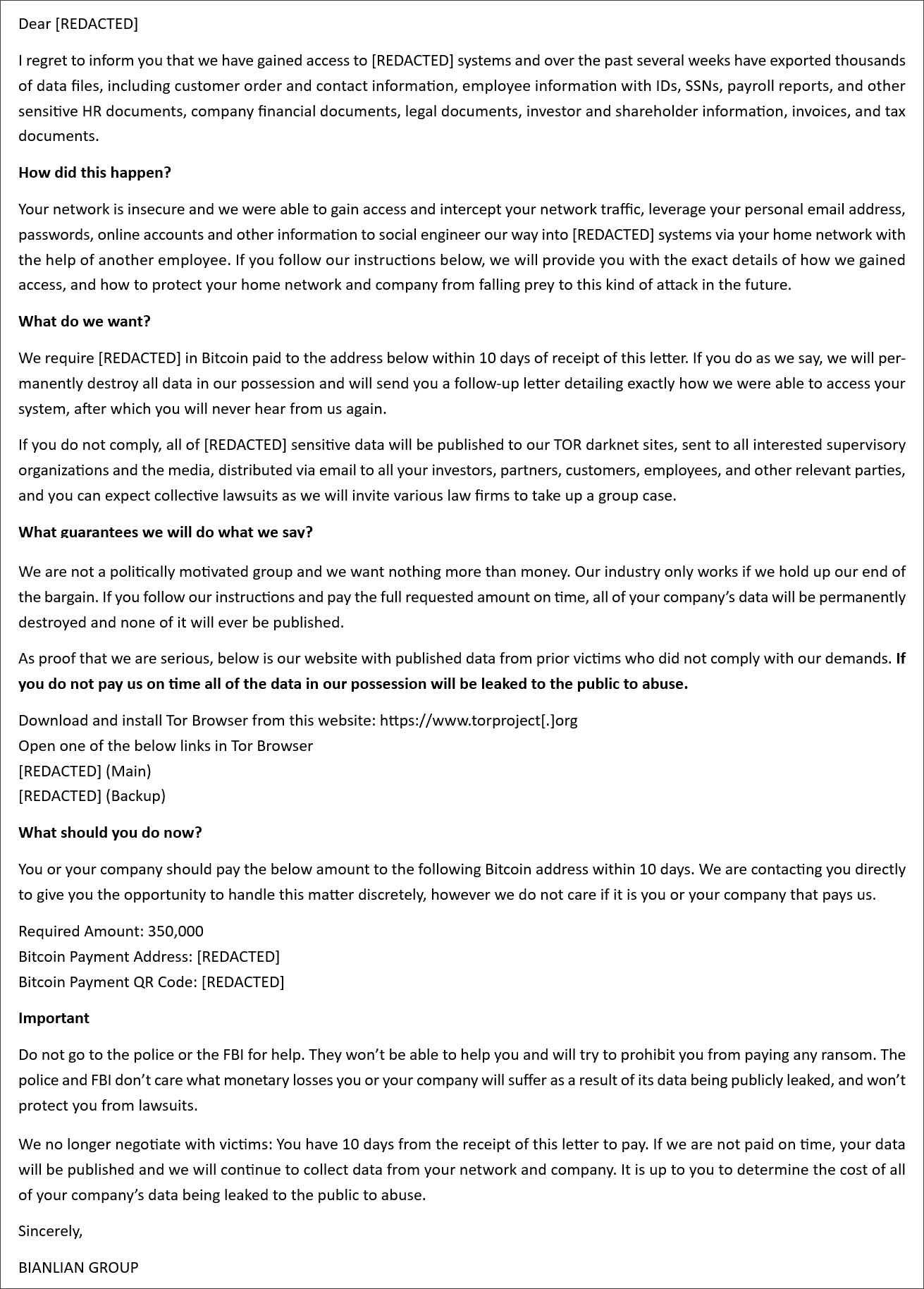 Fake BianLian Ransom Notes Mailed to US CEOs in Postal Mail Scam ...