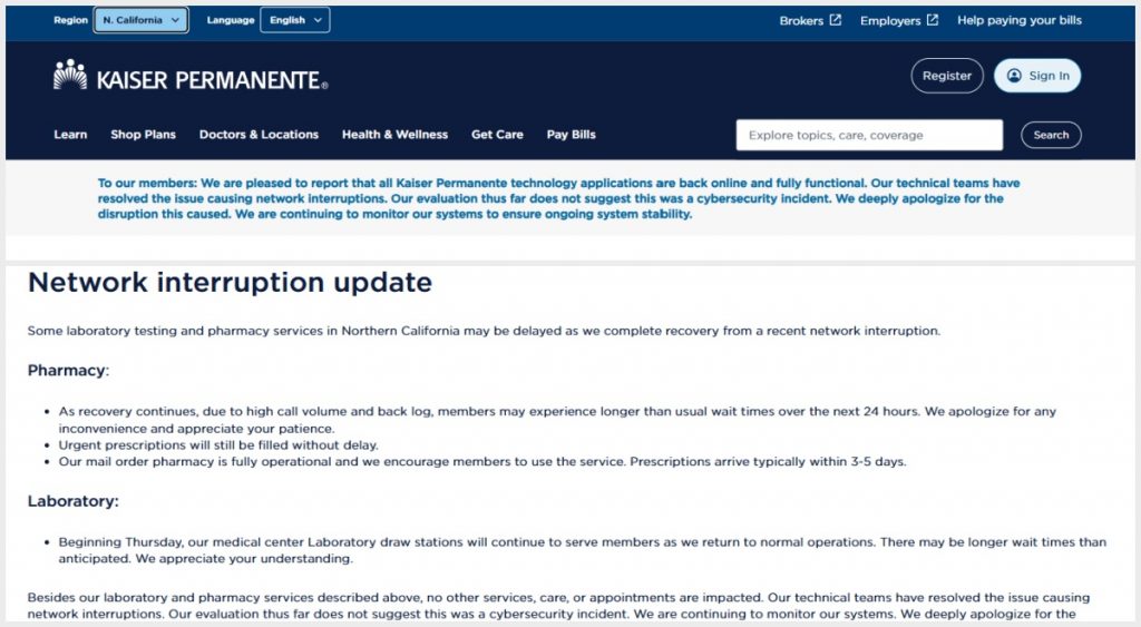 Kaiser Permanente update