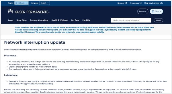 Kaiser Permanente Recovers from Widespread Network Outage That ...