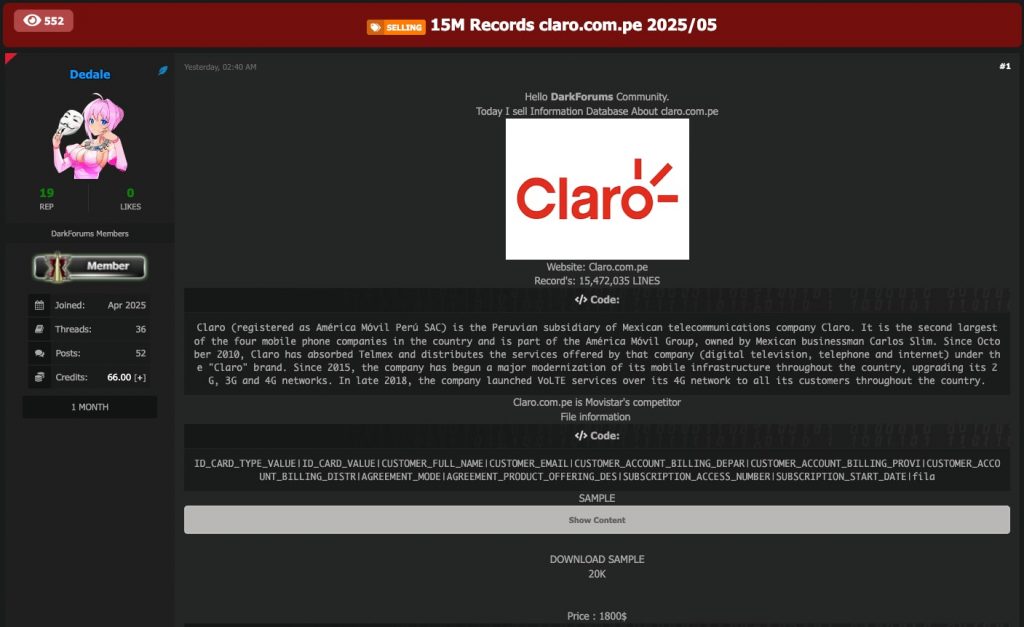 Hacker Claims Massive Claro