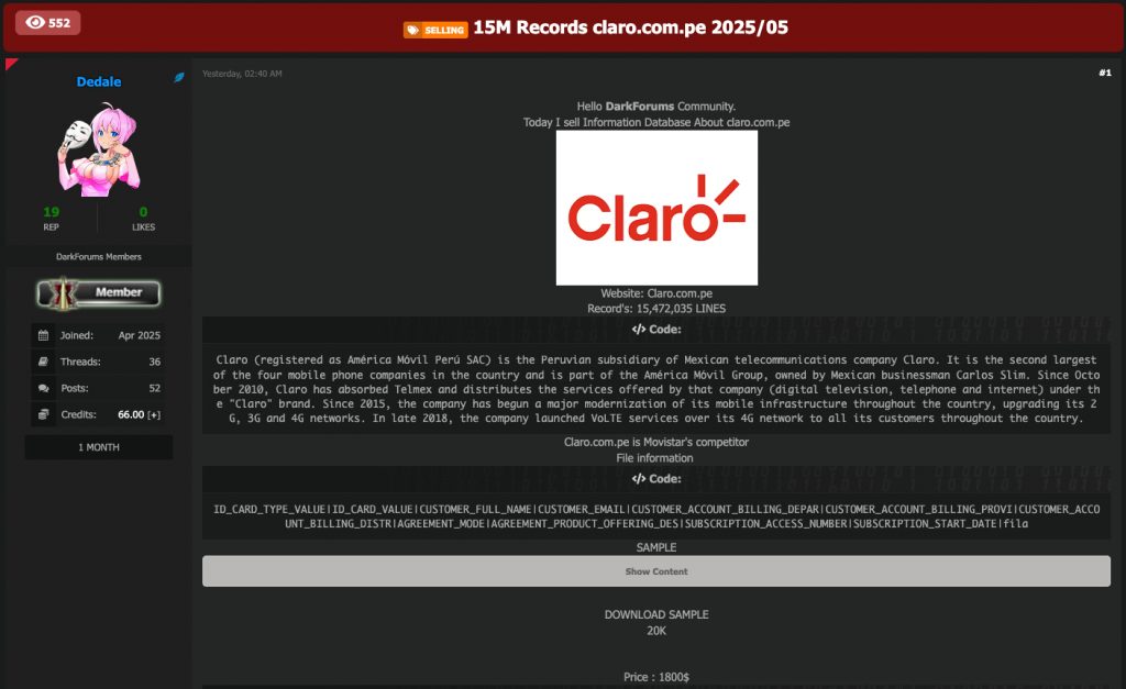Hacker Claims Massive Claro