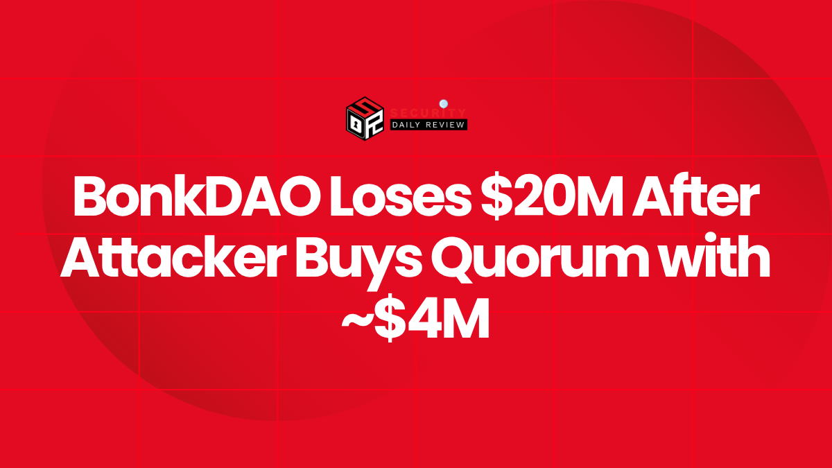 BonkDAO Loses $20M After Attacker Buys Quorum with ~$4M